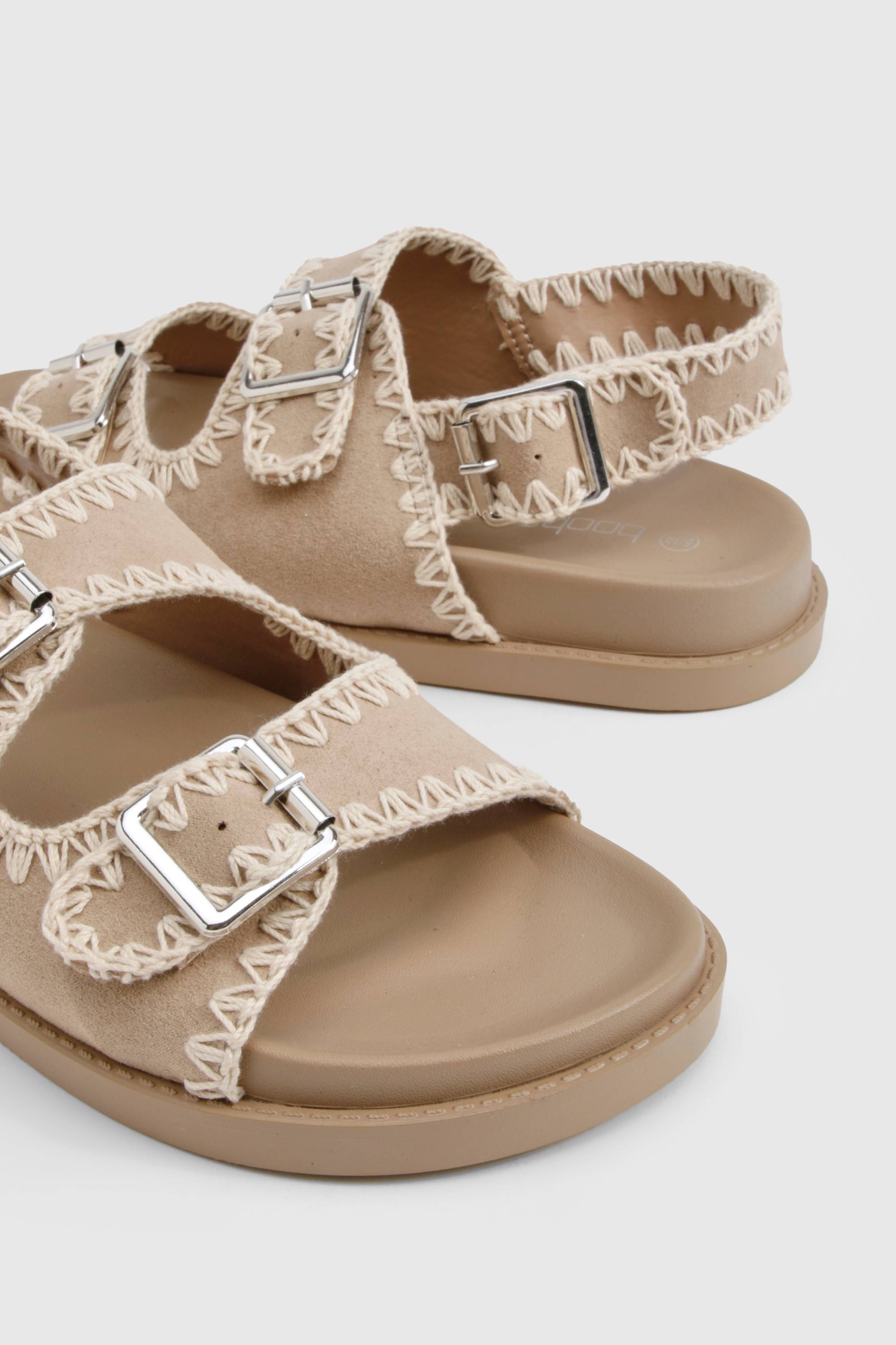 boohoo Contrast Stitch Woven Dad Sandals
