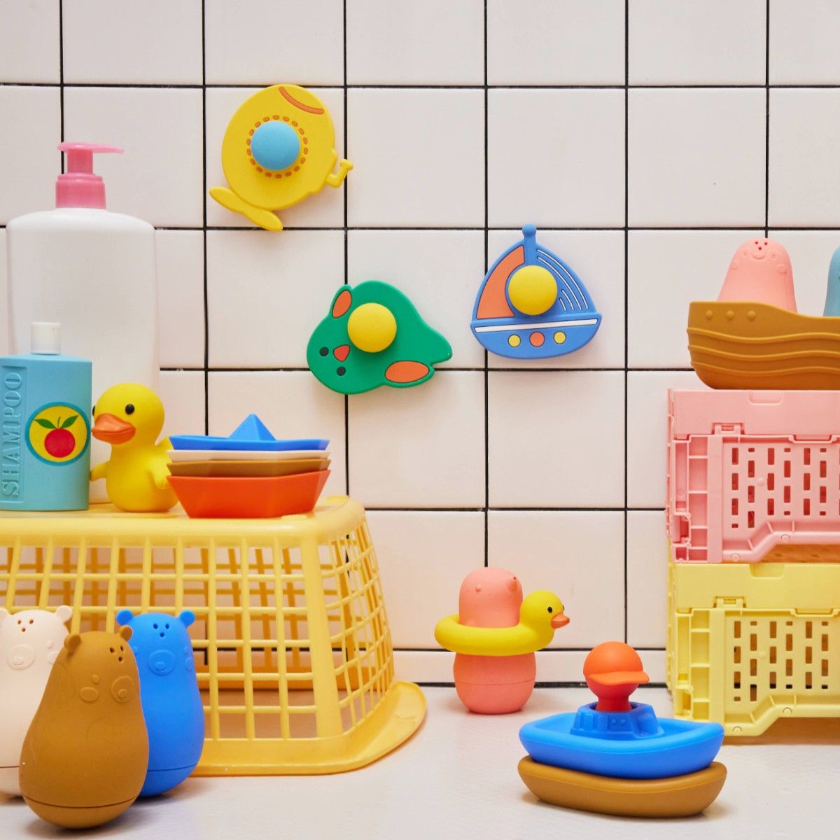 Jeu de bain à ventouses rotatives Amande