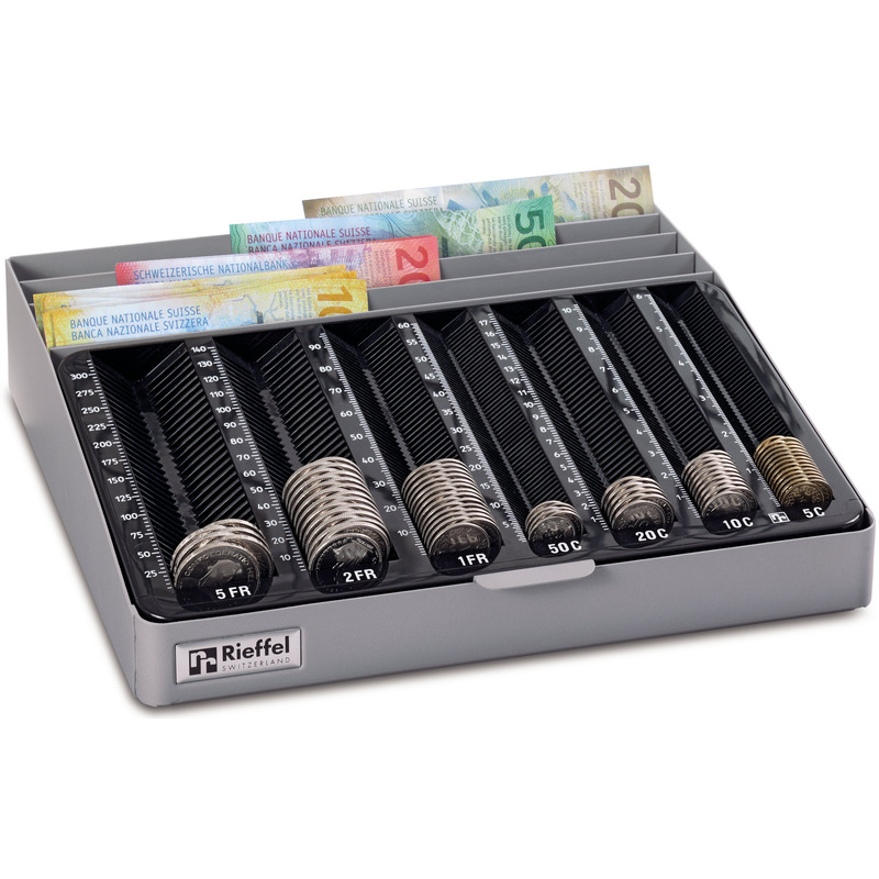 Rieffel Kasseneinsatz Moneta-Mobile CH, 28.2 x 28 x 6 cm, silbergrau