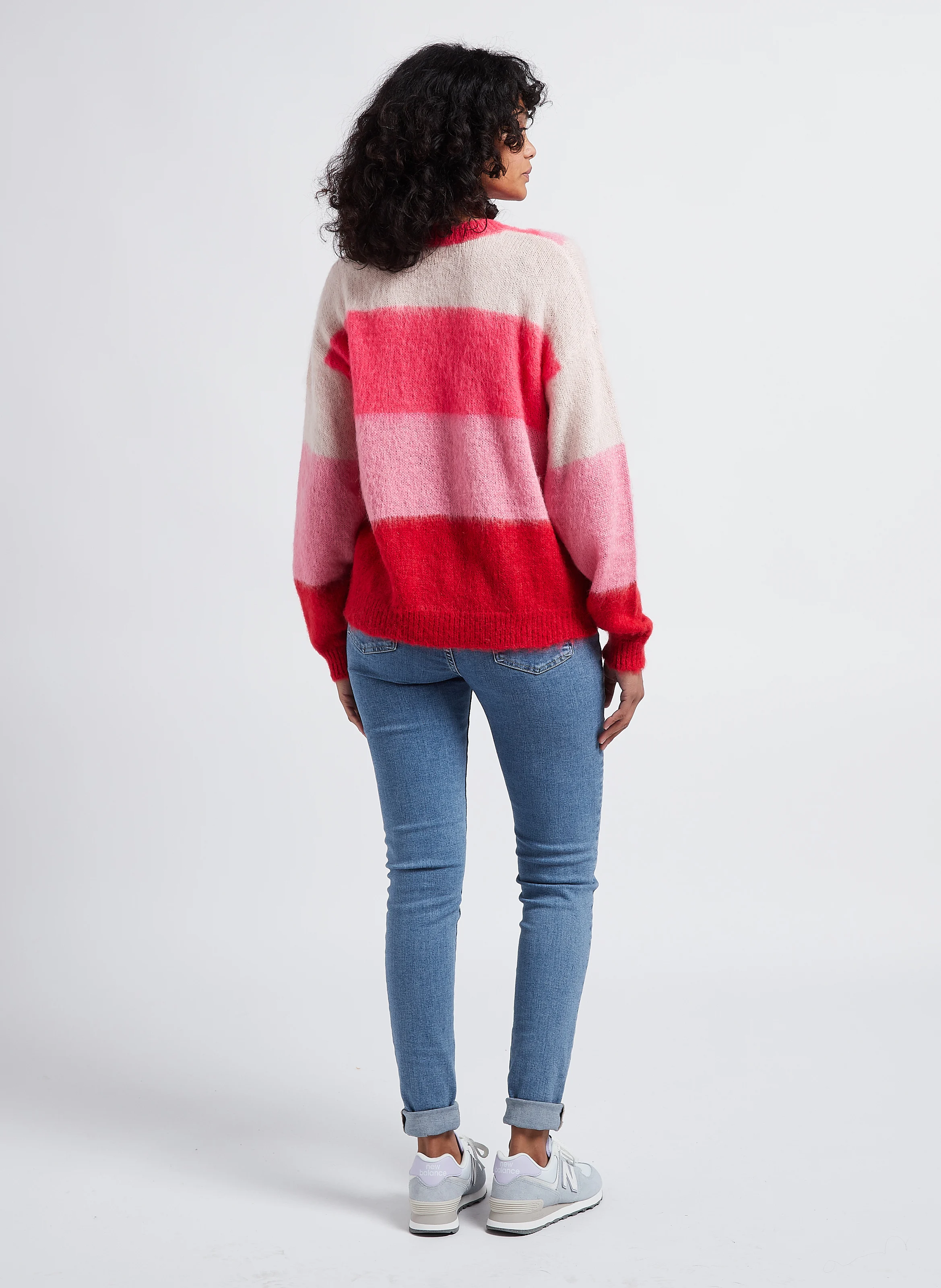 OVIEDO - Pull col rond jacquard en maille mélangée | Rose