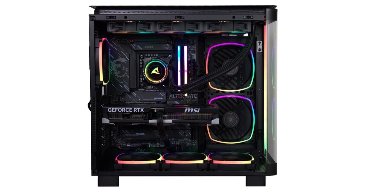 ALTERNATEThunderstorm Pro Core Ultra 7 – RTX 5080 gaming pc  (Zwart | Core Ultra 7 265KF | RTX 5080 | 32 GB | 2 TB SSD)