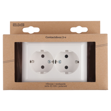 Jung AS500 Inbouw Dubbel Geaard Stopcontact Wit
