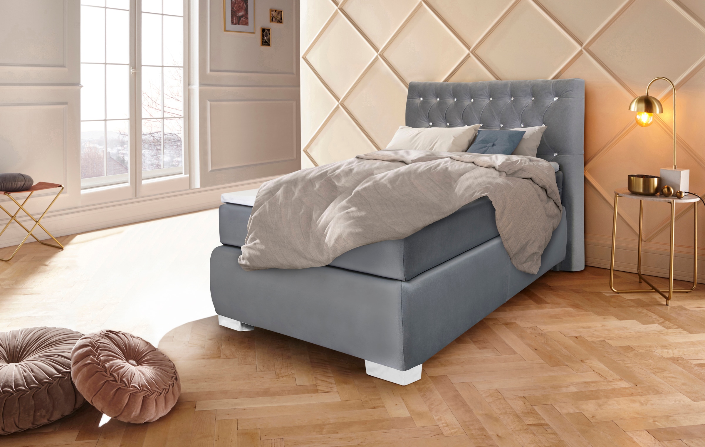 Leonique Boxspringbett »Rumba« Taschenfederkern-Matratze in Härtegrad 3, in 4 Breiten, incl. Topper