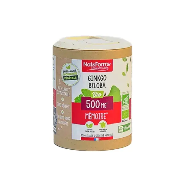 Nat & Form Ginkgo Biloba Orgânico Ecológico 200 cápsulas