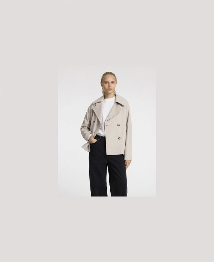 Selected Femme SLFALMA SHORT WOOL JACKET NOOS Sandshell/melange