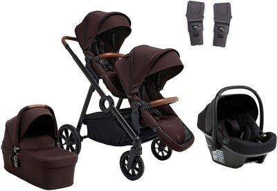 Beemoo Pro Multi 2 Søskenvogn inkl. Route i-Size Babybilstol, Espresso Brown/Black Stone