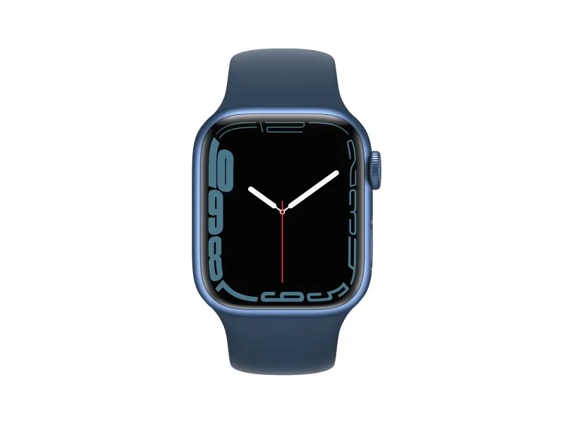 [OUTLET] - Apple Watch Series 7 (GPS) - 41 mm - blå aluminium - smart ur med sportsbånd - fluoroelastomer - afgrundsblå - båndstørrelse: Almindelig - 32 GB - Wi-Fi, Bluetooth - 32 g