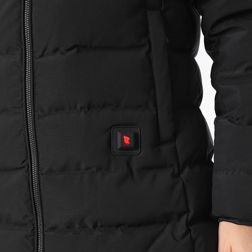 Doudoune Chauffante Capuche Fourrure Femme Stockholm Blanc Noir