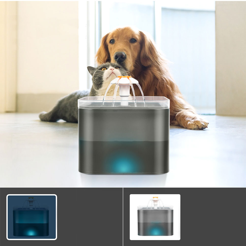 (2L) Katzen Trinkbrunnen LED Hunde Wasserspender mit Aktivkohlefilter   Wasserpumpe