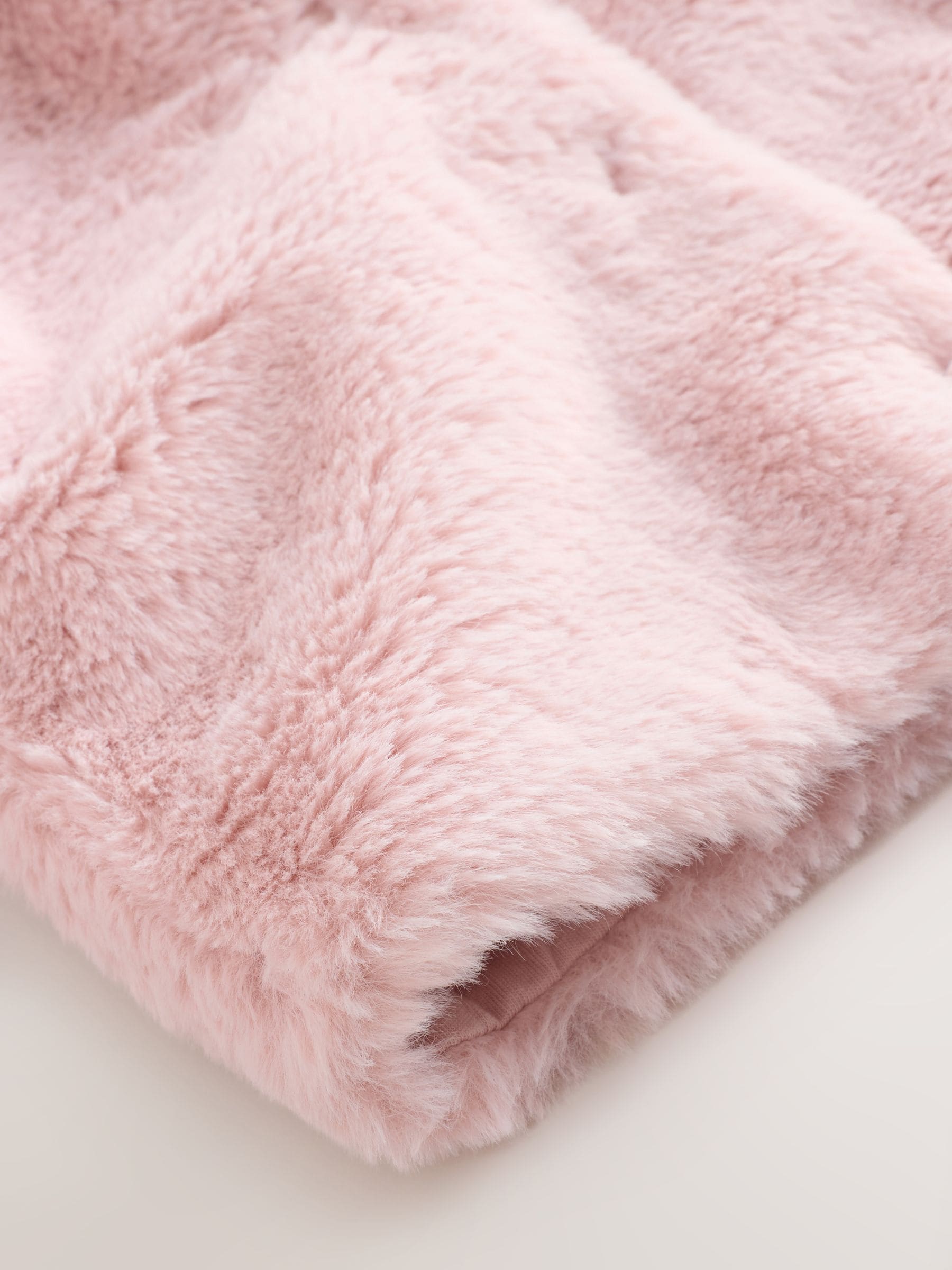 Roze - Babyjack met capuchon van imitatiebont (0mnd -2jr)