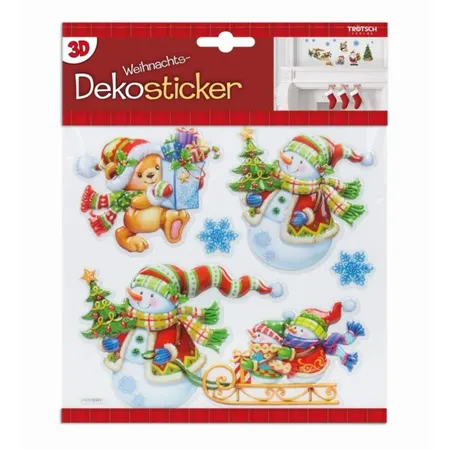 Trötsch 3D Weihnachts-Dekosticker, 1 Stickerbogen, 4-fach sortiert