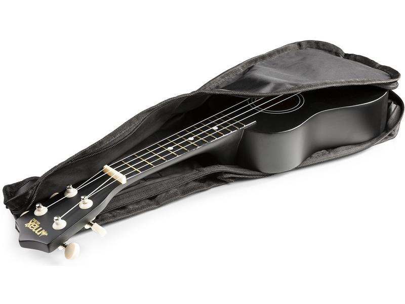 MAX Ukulele UKEY Set Soprano Schwarz 21 Zoll Sopranukulele mit Tasche und Zubehör