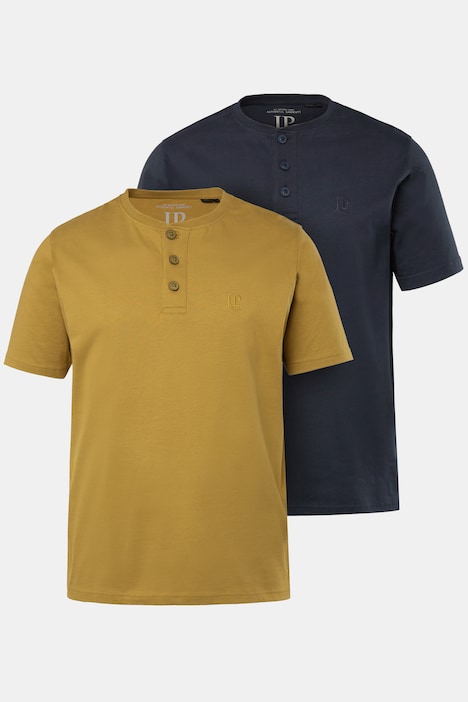Henleys, Basic, 2er-Pack, Rundhals, Knopfleiste, bis 8 XL