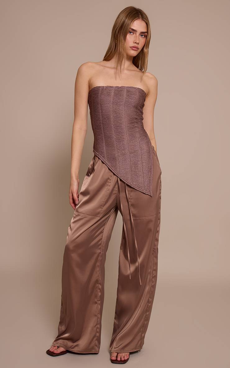 Champignon Top Bandeau Texturé À Ourlet Asymétrique