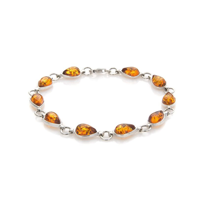 Bracelet argent ambre cognac