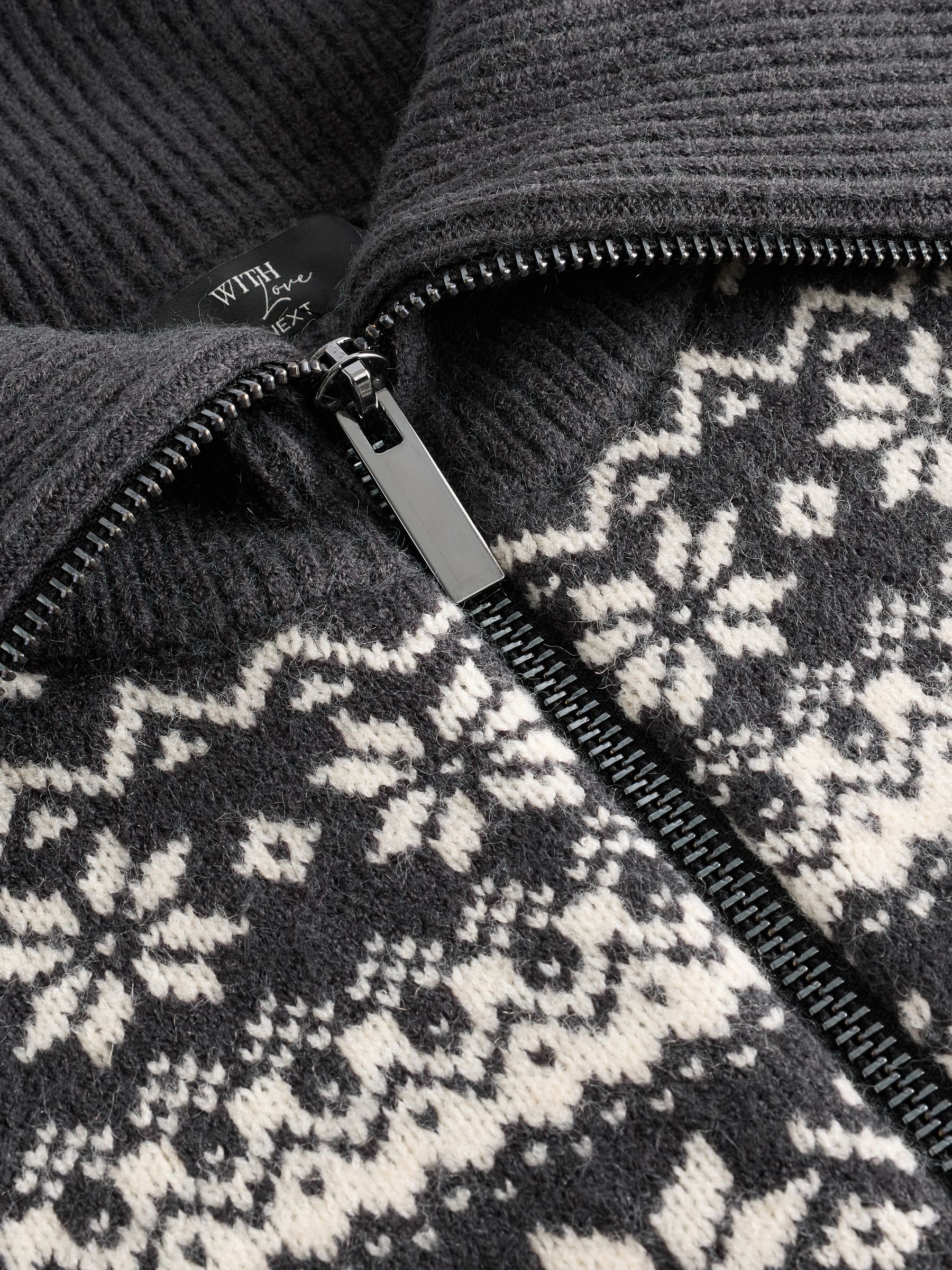 Zwart/wit - Matching Family kersttrui voor dames met Fairisle-patroon