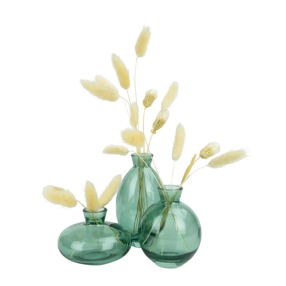 QUVIO Vazen set van 3 - Glas - Groen