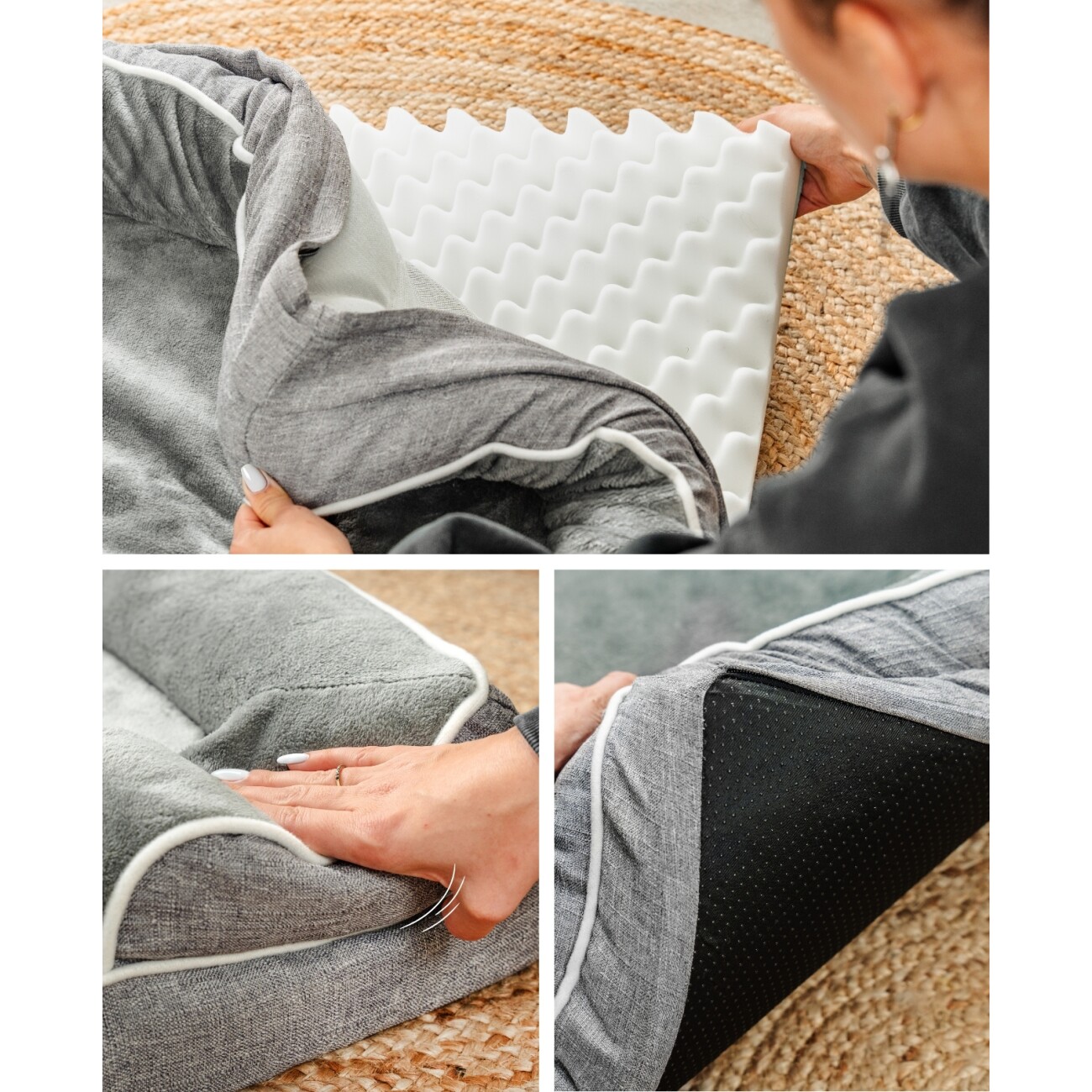 Lionto orthopädisches Hundebett mit erhöhtem Rand rutschfest S