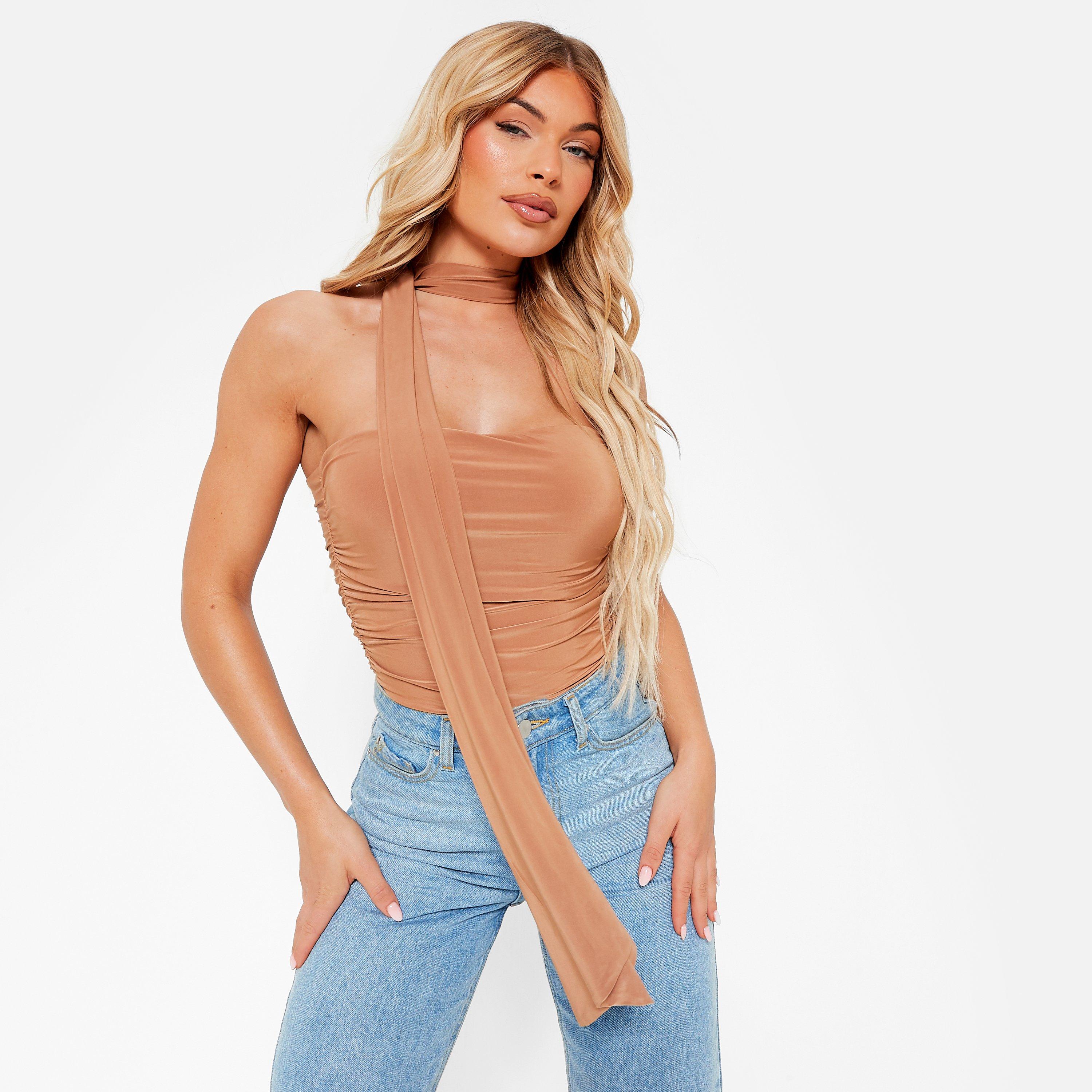 I Saw It First ISAWITFIRST Choker Drape Ruched Slinky Bodysuit