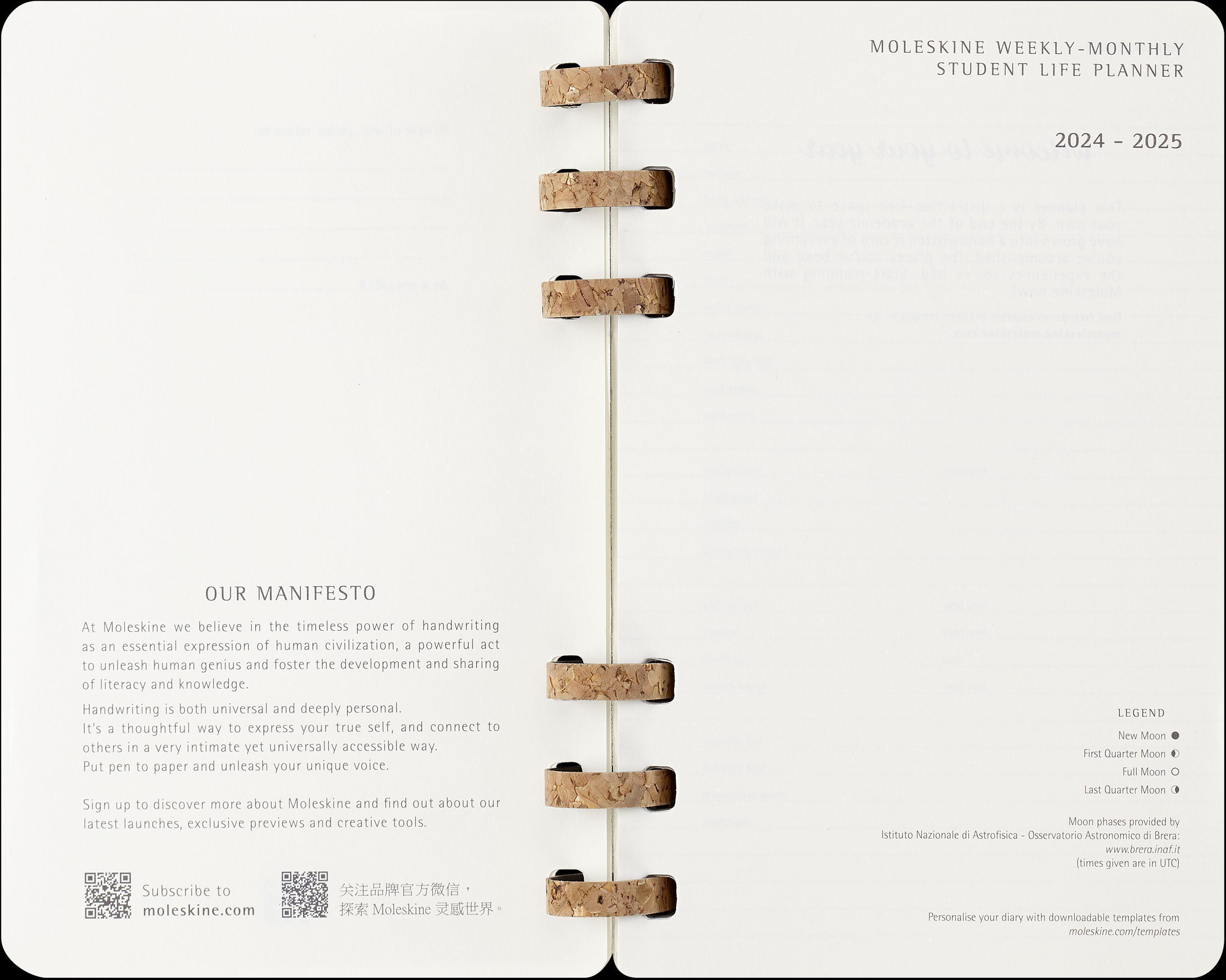 Moleskine 12 Monate Studienplaner mit Spiralbindung 2025, L/A5