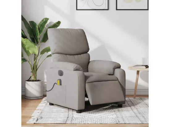 Fauteuil massant inclinable électrique Taupe Tissu