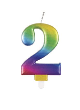2 Jaar Kaars Regenboog 9,5cm