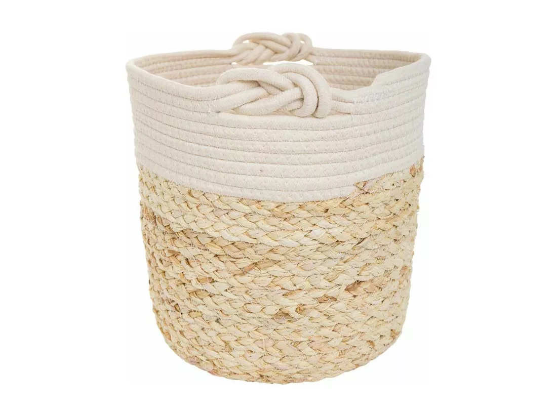 Panier en fibre naturelle et coton brun D27x26