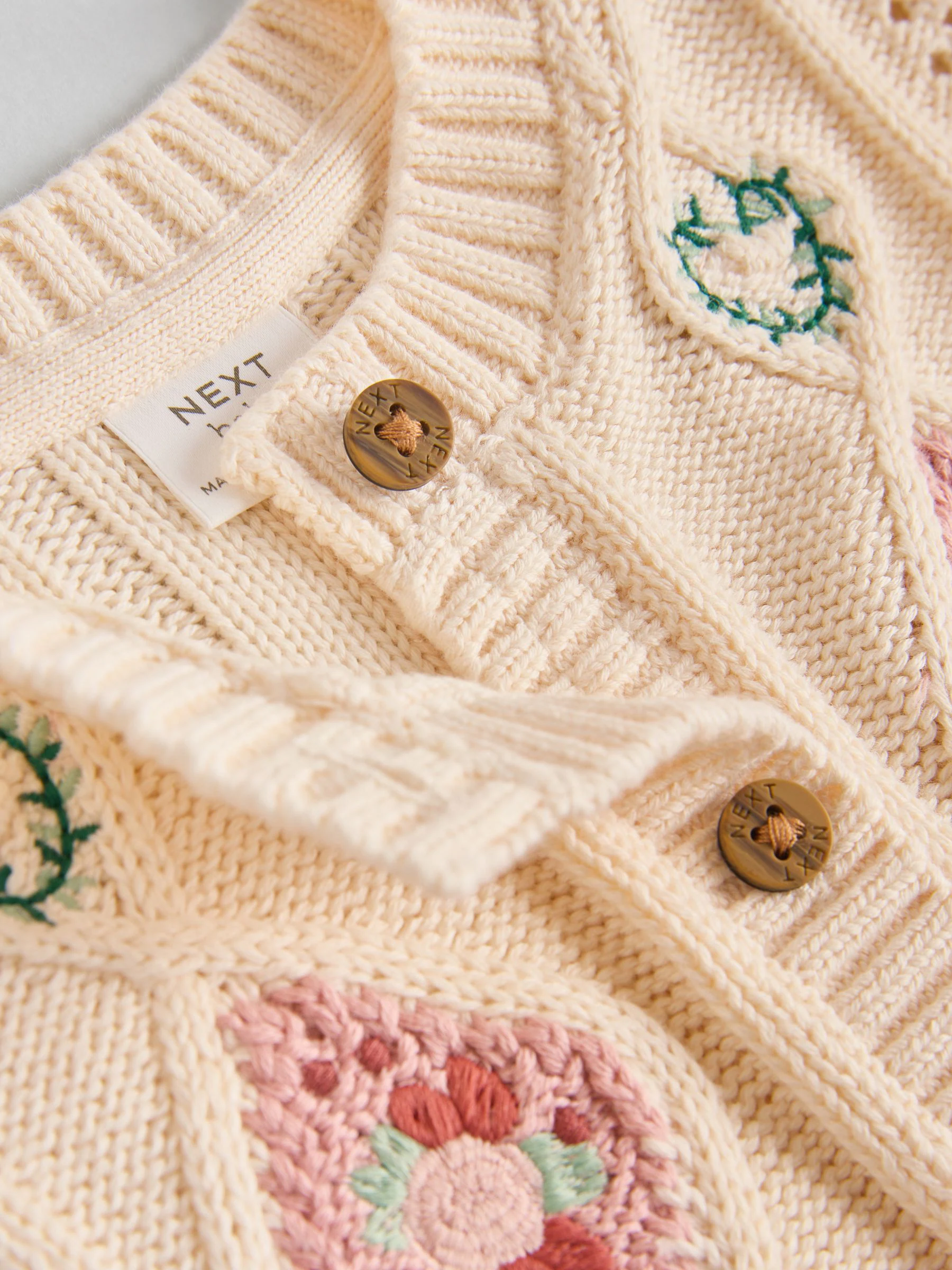 crème met borduursel - 2 -delige gebreide baby set met vest en legging (0mnd -3jr)