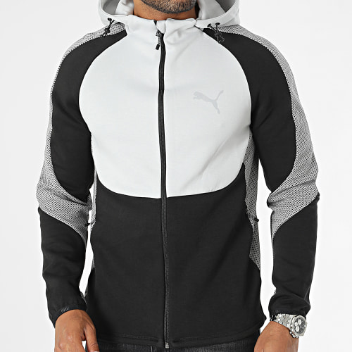 Sweat Zippé Capuche Evostripe 675930 Gris Noir