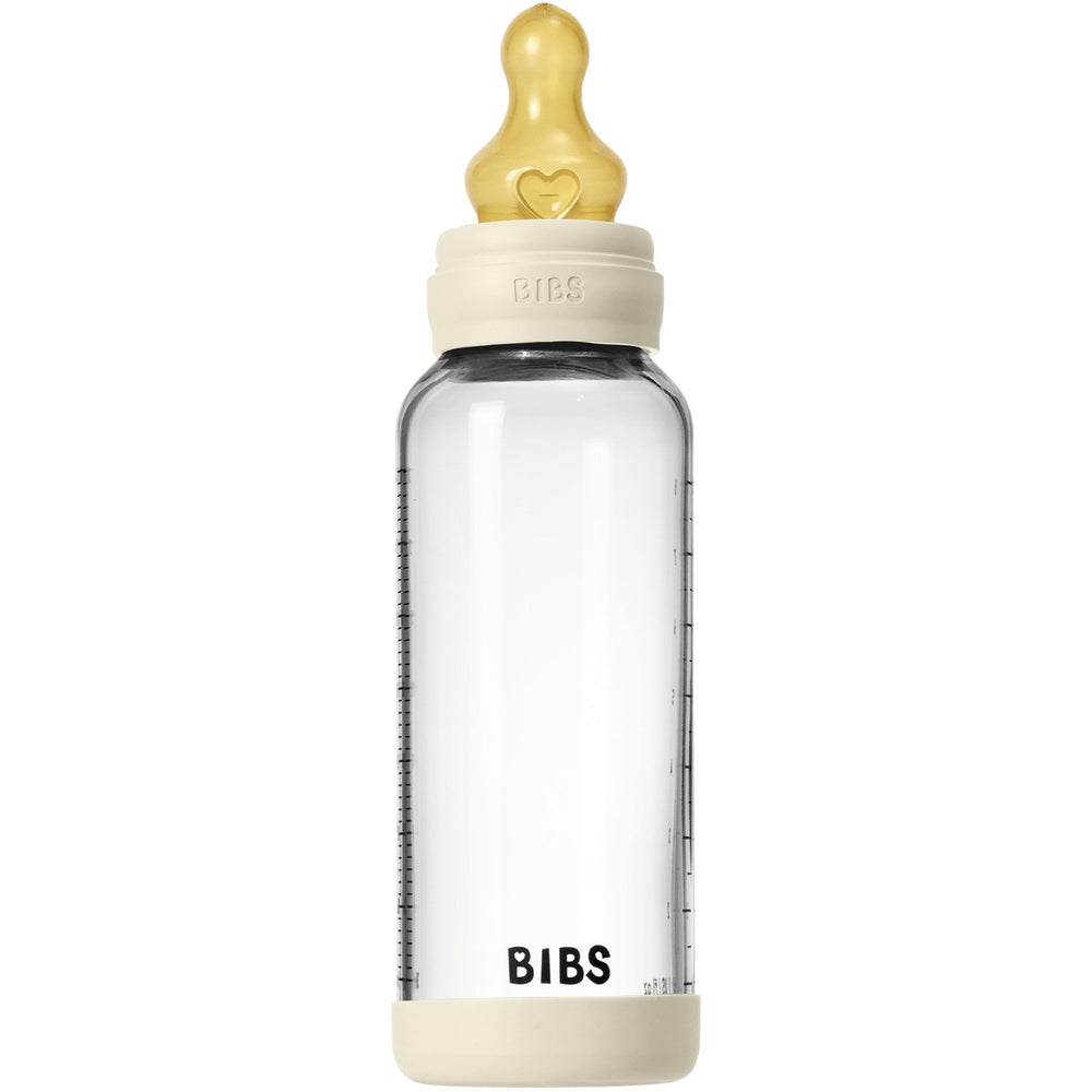 Køb Bibs Ivory Glass Baby Flaske Round Latex Medium Flow