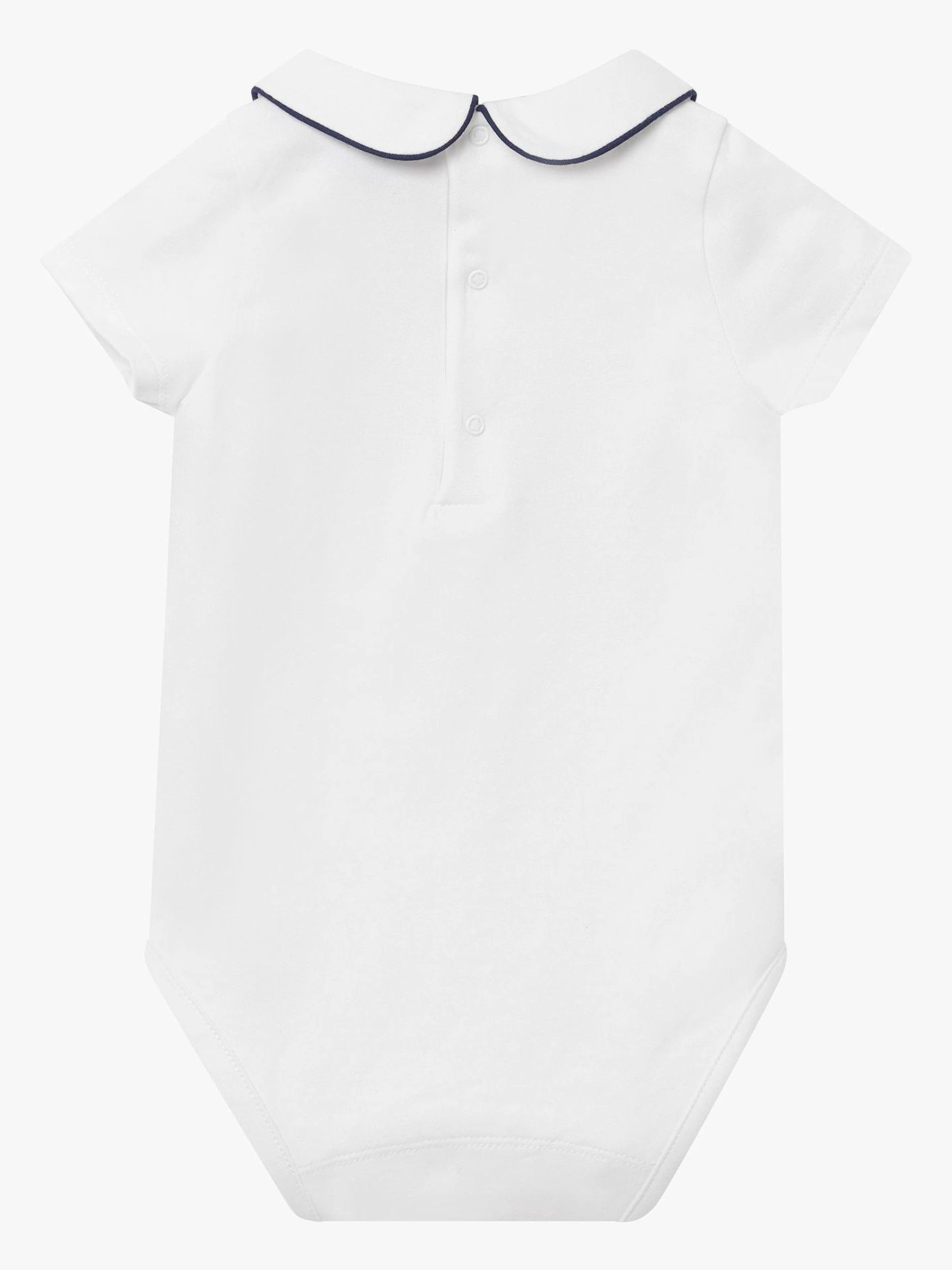 Trotters London - Little Milo wit/marineblauw rompertje met biezen