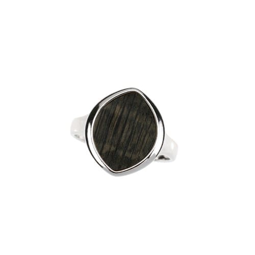 Bague ag 925 et bois de chêne fossilisé