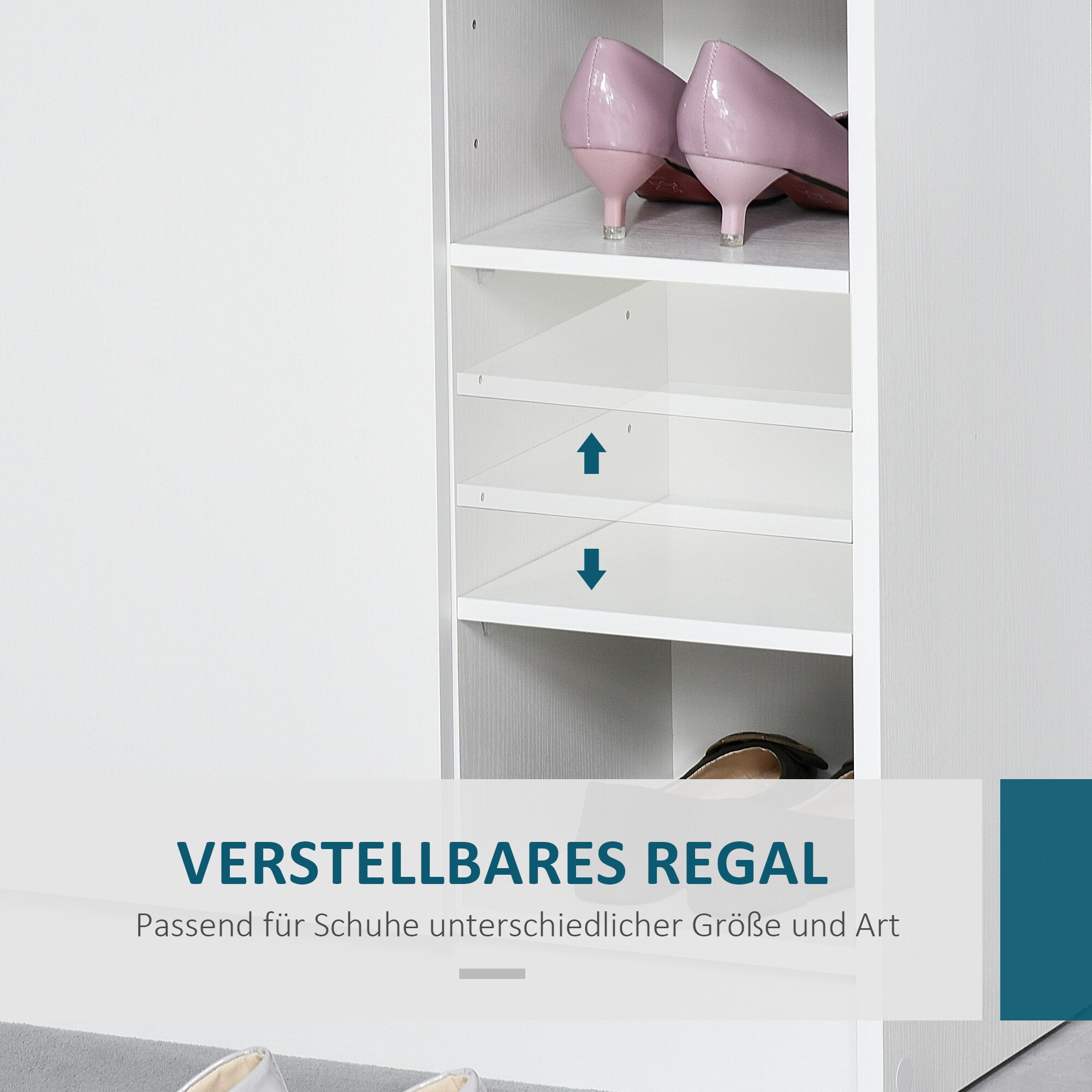 HOMCOM Schuhschrank mit 8 Etagen weiß 80L x 30B x 90Hcm