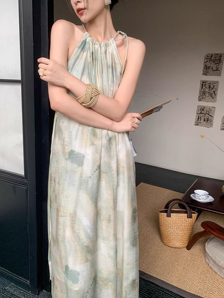 LINSI - Halter Tie Dye Midi Sundress