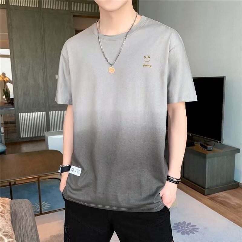 Wewewow - T-shirt met korte mouwen en ronde hals en geborduurd smileygezicht