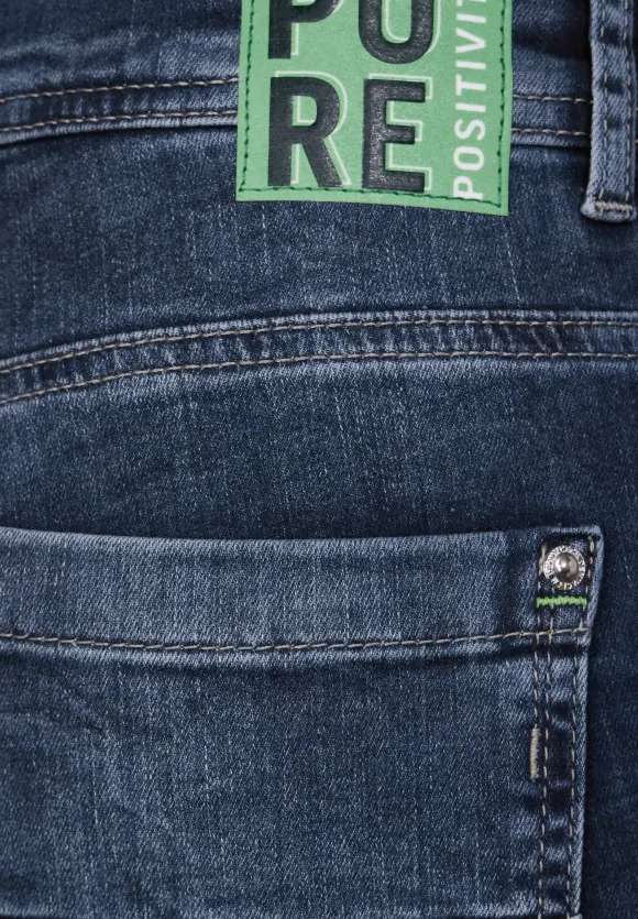 Turn-Up Slim Fit Jeans - Dark blue wash
