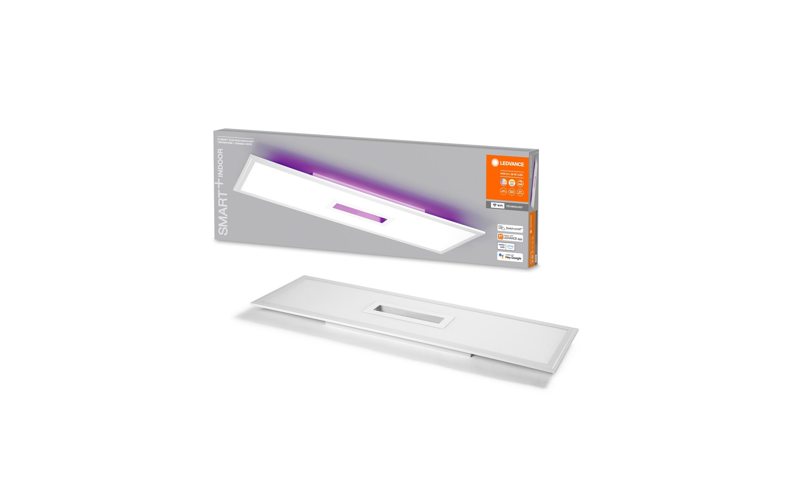 LED-Panel Smart+ Planon Plus Hole, 100 x 30 cm, RGBW, Weiss<br>LED Panelleuchte
