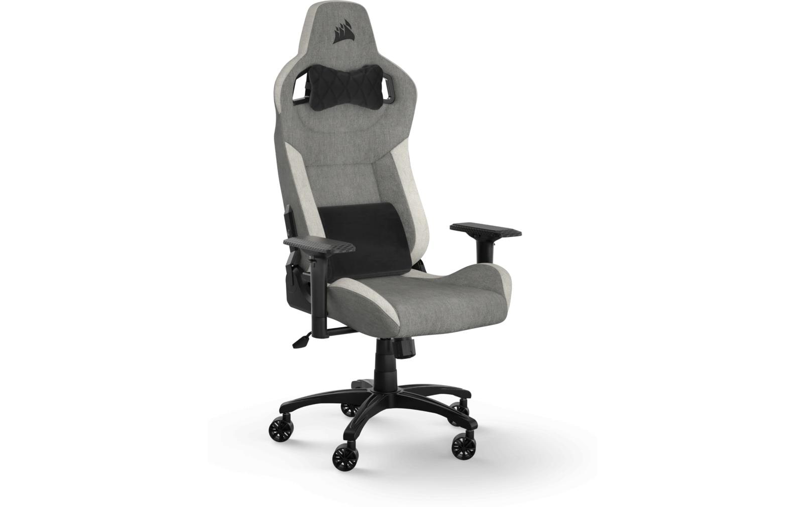 Gaming-Stuhl T3 Rush (2023) Grau/Weiss<br>Ergonomischer Racing-Gaming-Stuhl mit einer Belastbarkeit von bis zu 120 kg
