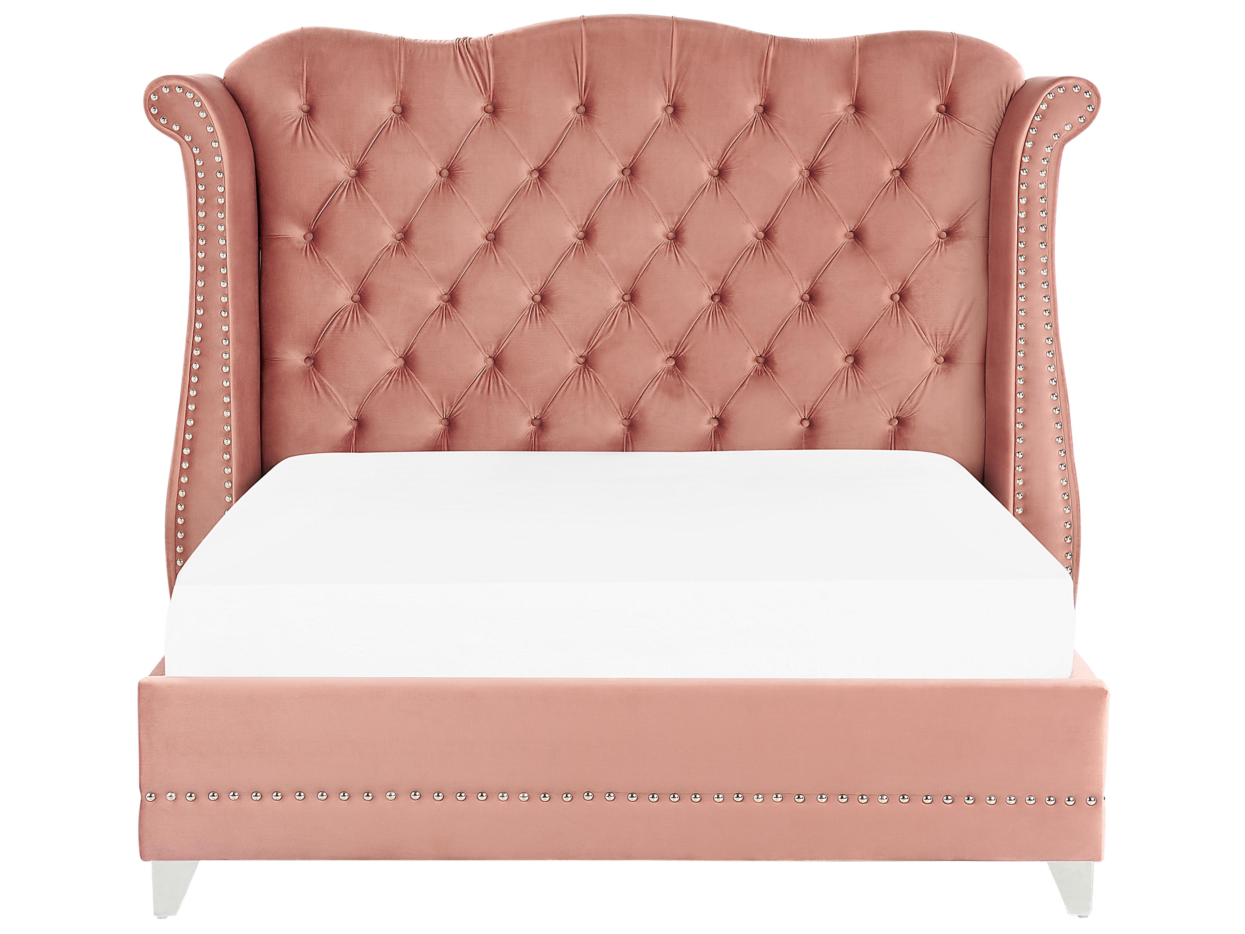Bed Fluweel AYETTE 160 x 200 cm Roze