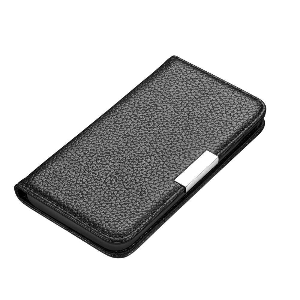 Samsung Galaxy S21 FE 5G Leder Tasche Flip Cover Litchi Look - Schwarz