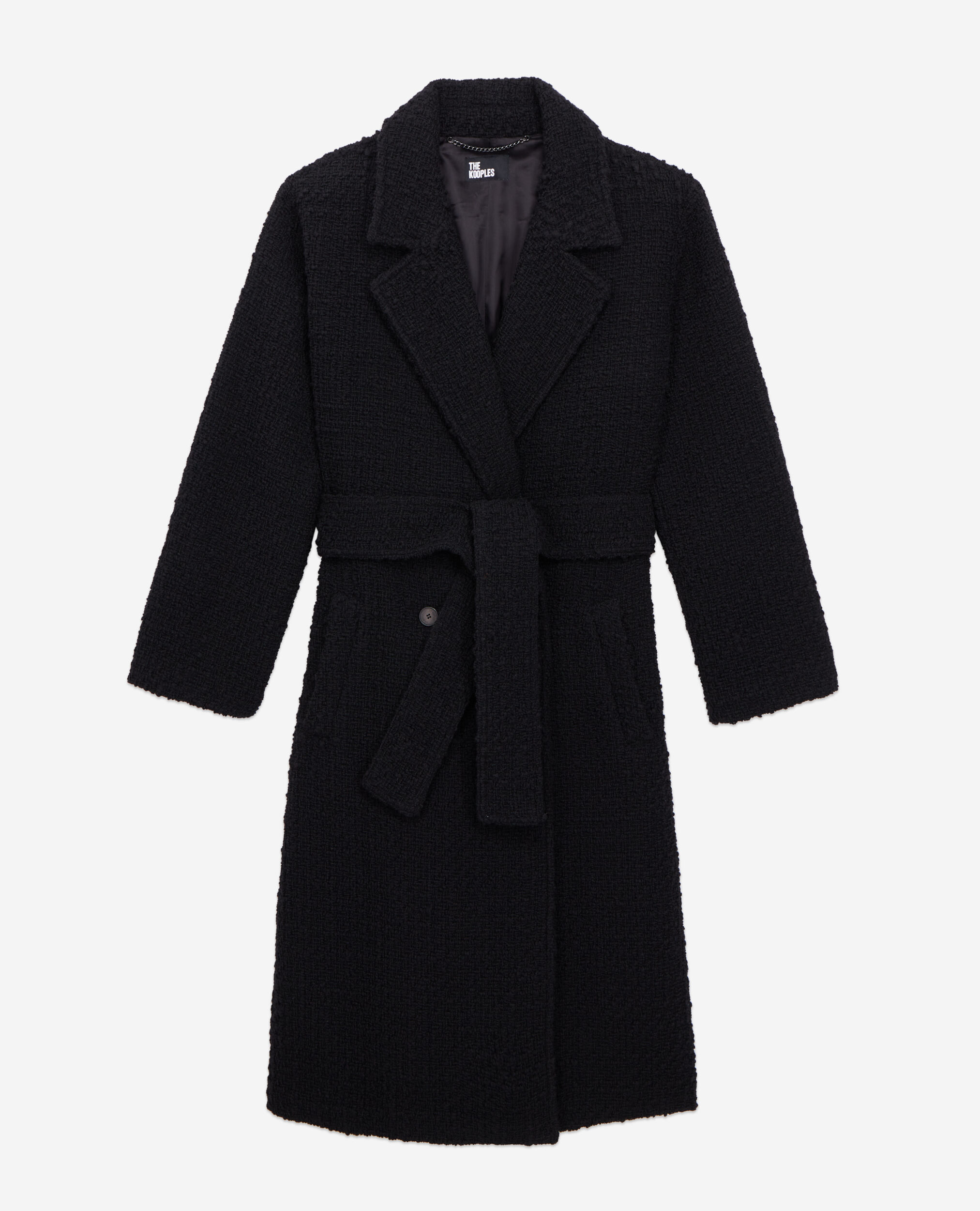 Long black tweed coat