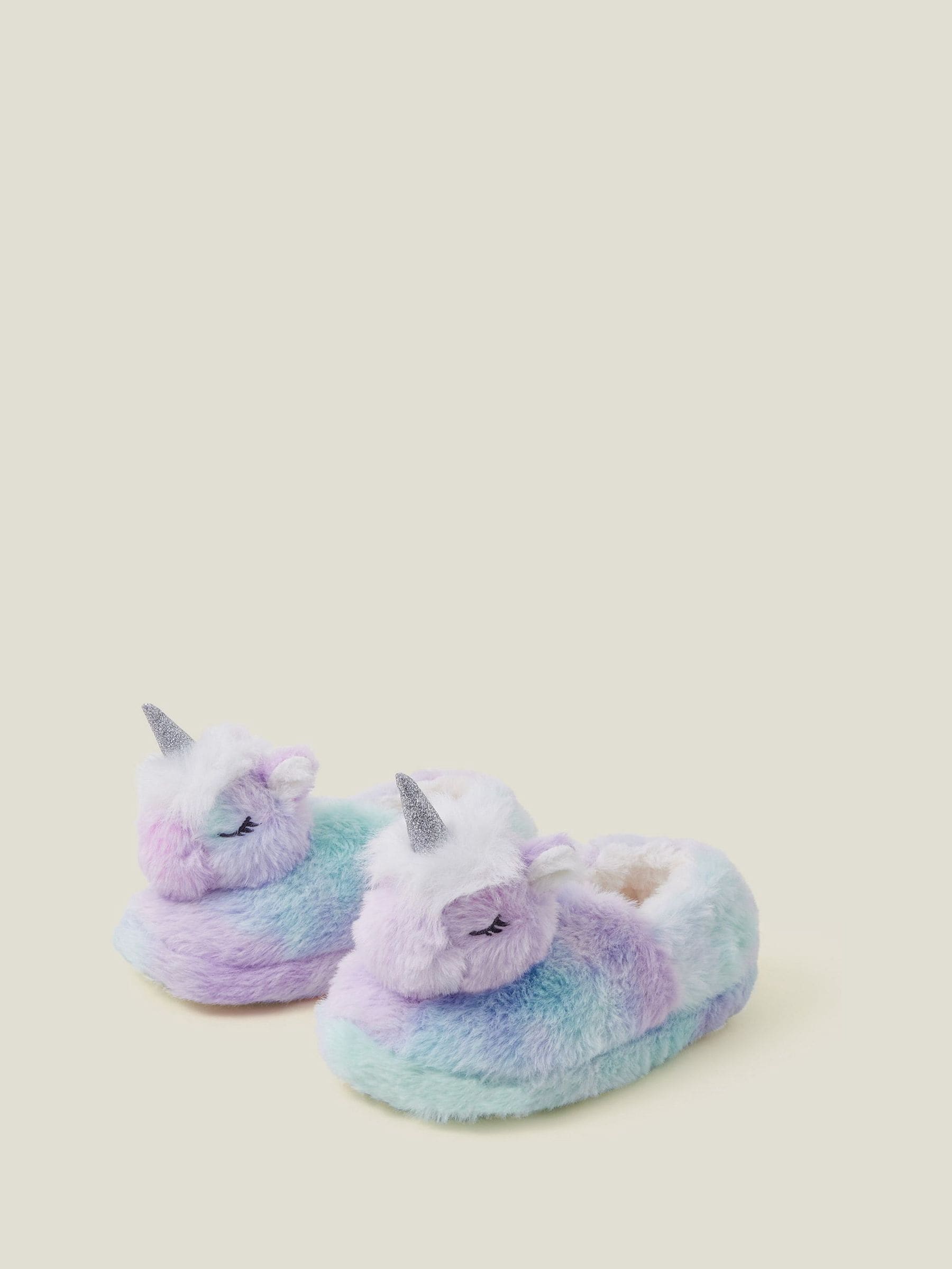 Angels By Accessorize Girls Sleepy Unicorn Faux Fur Slippers