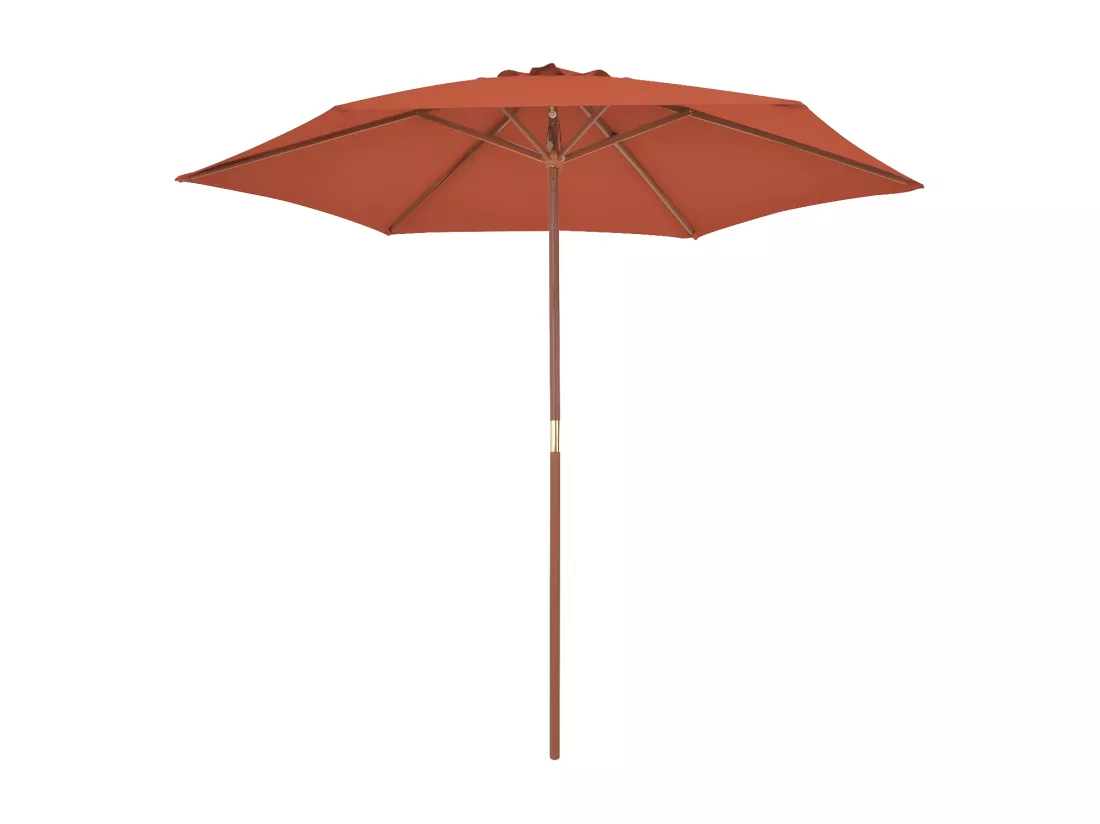 Parasol d'extérieur avec mât en bois 270 cm Terre cuite