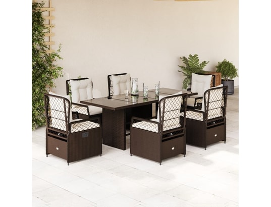 LES TENDANCES - Ensemble table et chaises de jardin-brun-6 places-496469