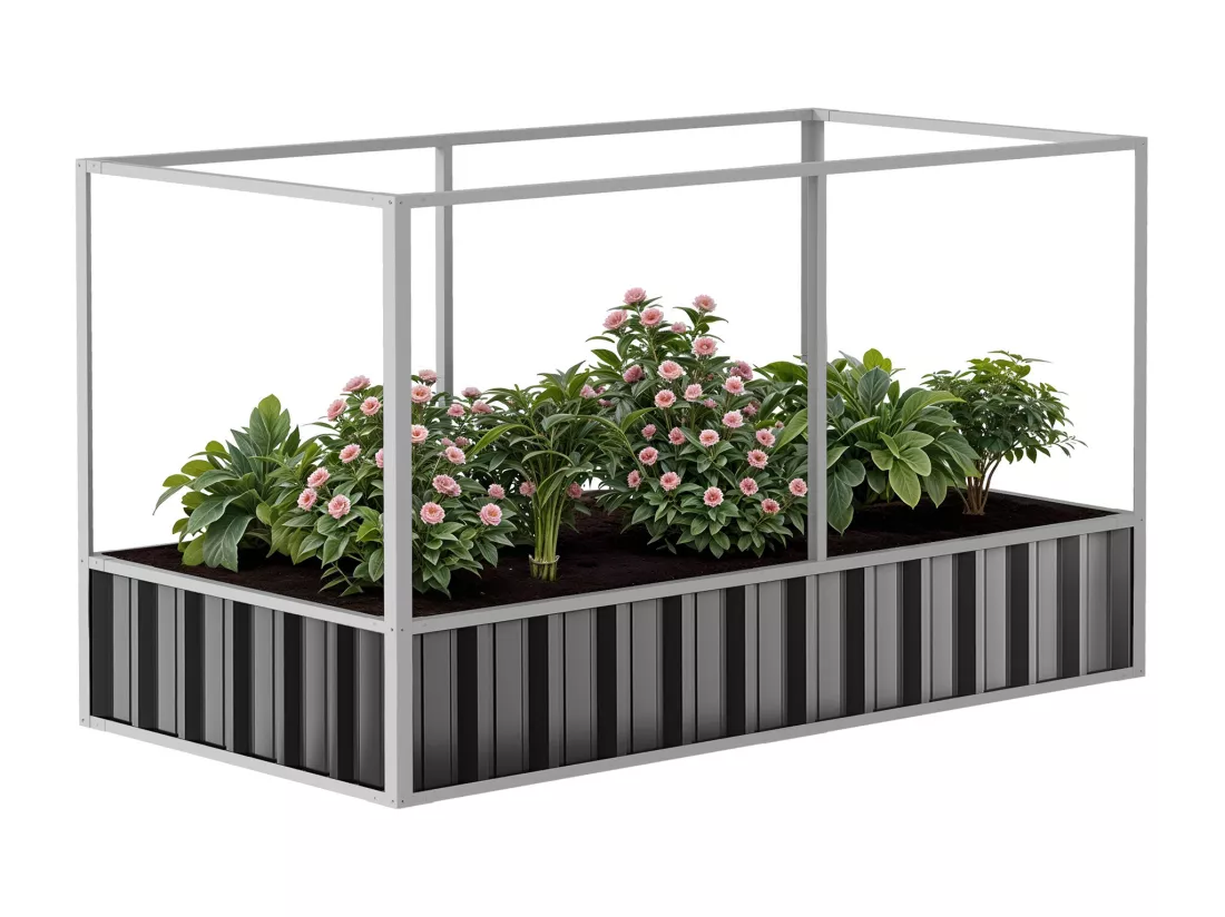 YITAHOME 174x90x88CM Carré Potager de Jardin - avec Structure en Filet - Anti-oiseaux - en Métal pour l'extérieur - avec Gants - Noir