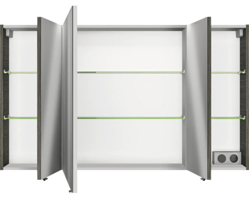 Jungborn spiegelkast VENTITRE 140 x 17 x 70,3 cm grafiet structuur horizontaal 3-deurs J850.191450