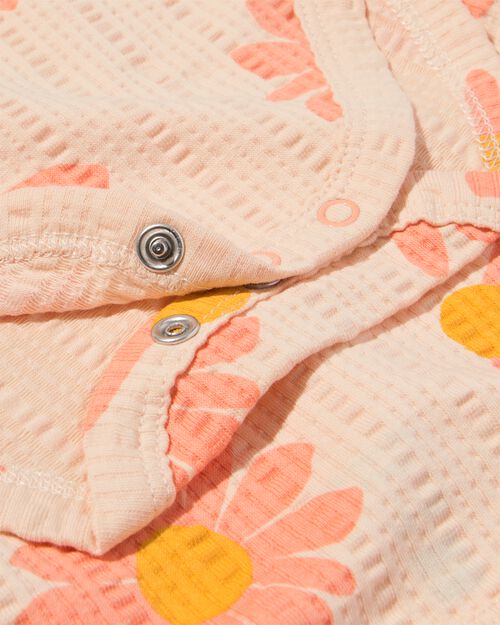body coton bio extensible gaufré avec fleurs rose