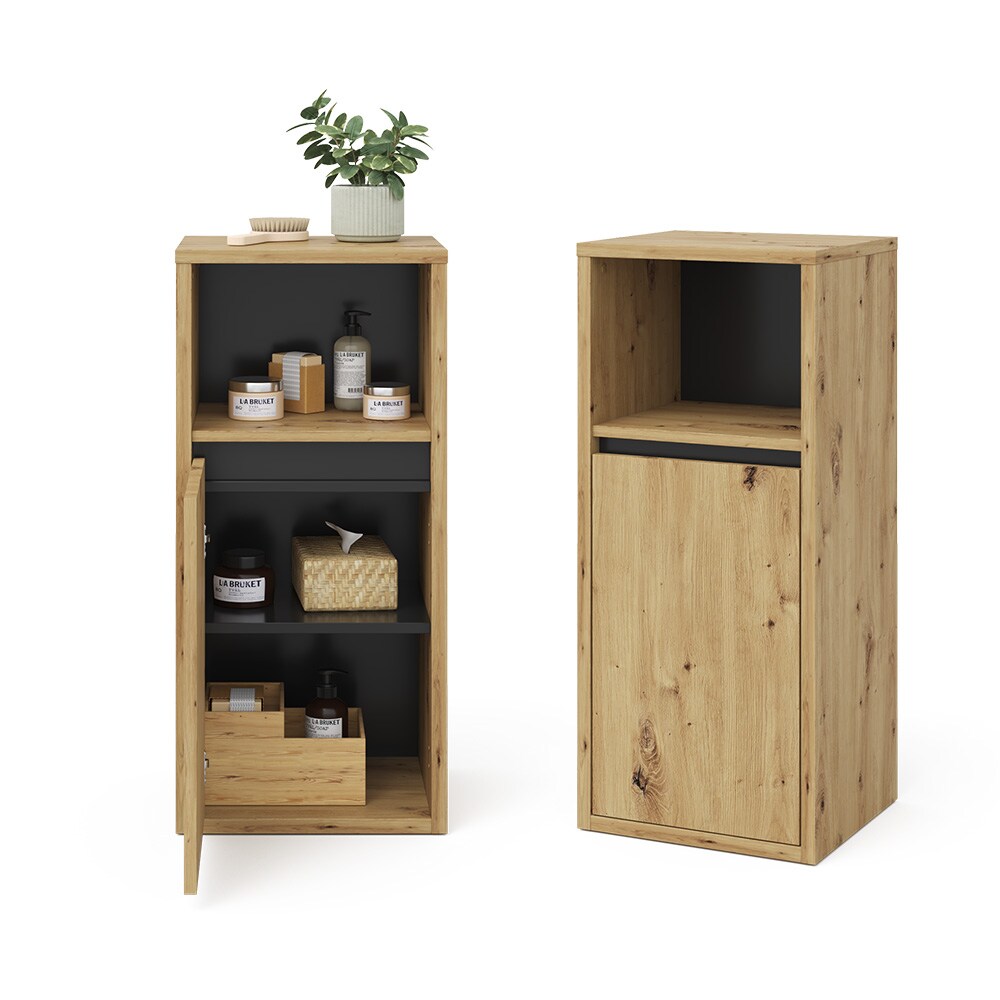 Vicco Midischrank Badschrank Badezimmermöbel Viola Eiche Anthrazit modern 38x80 Badezimmer Schrank Badmöbel Schranktür Schrankfach Ablage Aufbewahrung