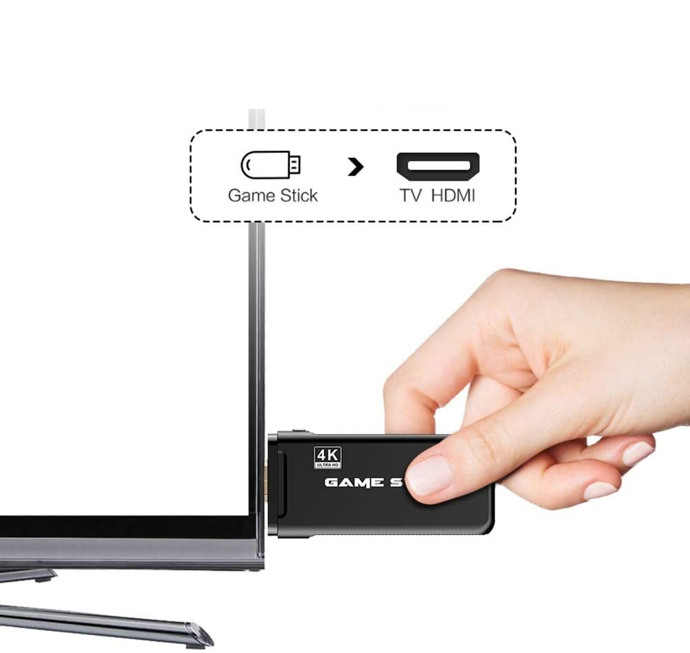 Ultra HD 4K Video Spiel Konsole mit 2 Kabellosen 2.4GHz Game Controllern mit 64GB Speicher (bis zu 10000 Spiele) - Schwarz