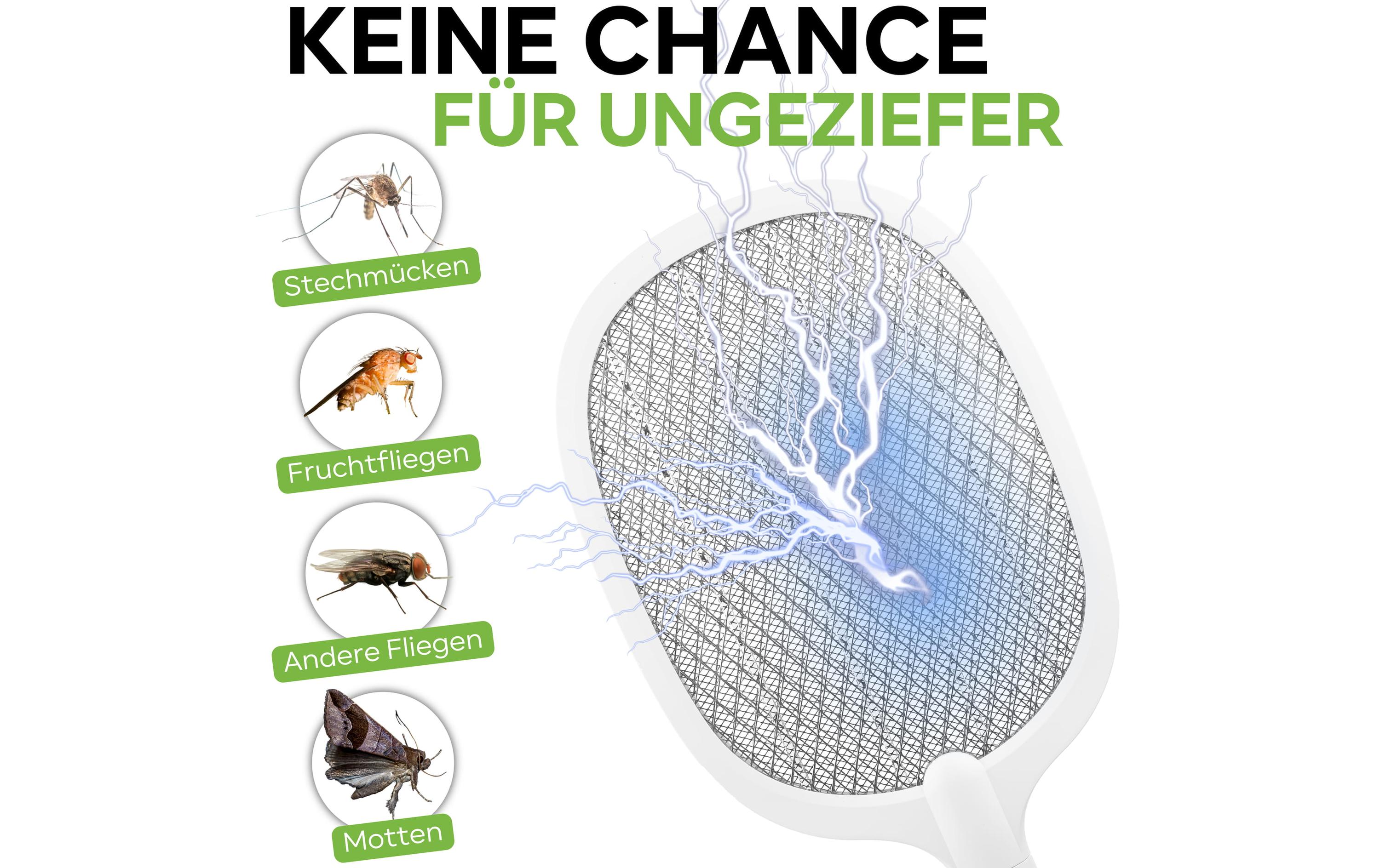Elektrische Fliegenklatsche mit Display 1 StückEffektive Fliegenklatsche